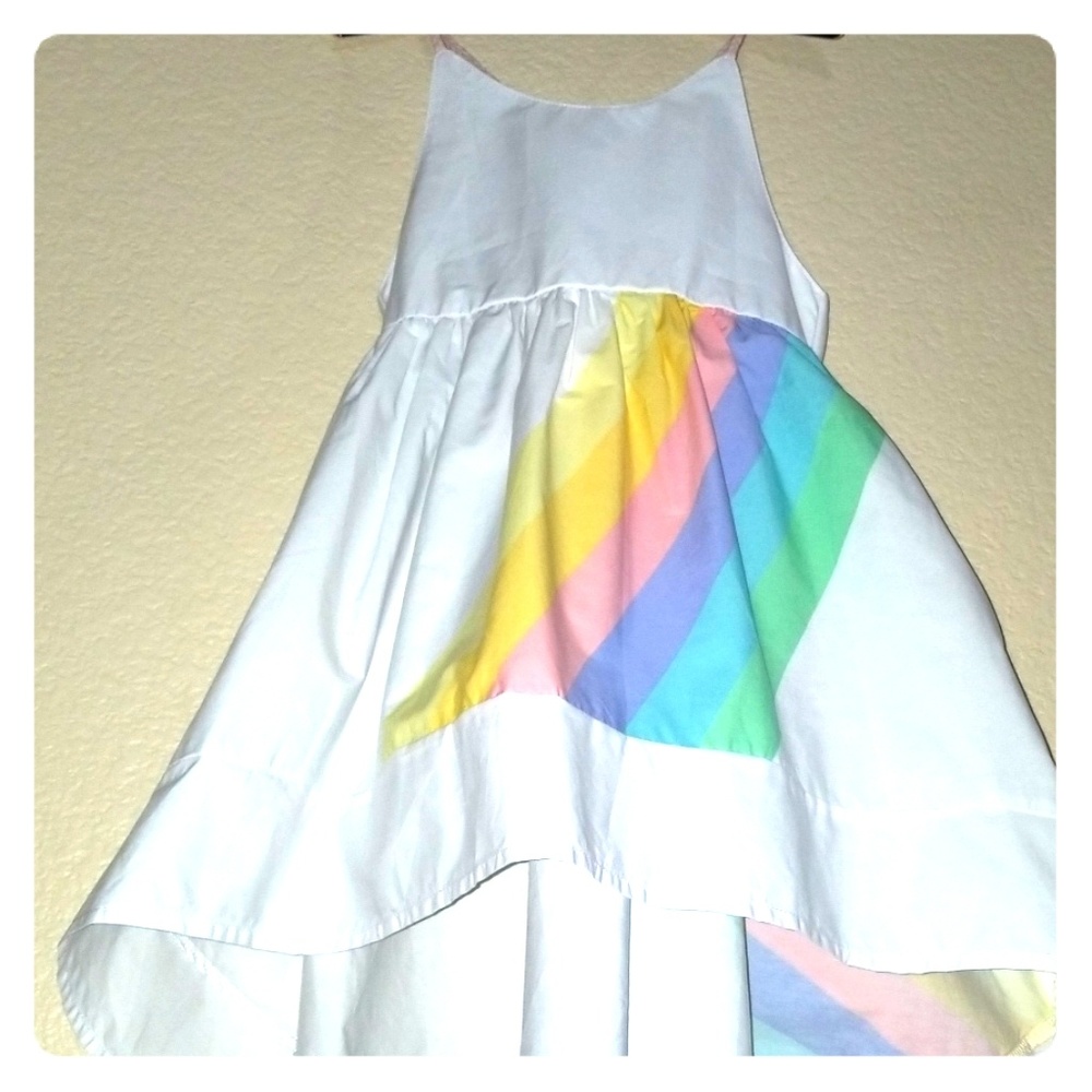 Cotton rainbow high low dress 5/6 NWOT
